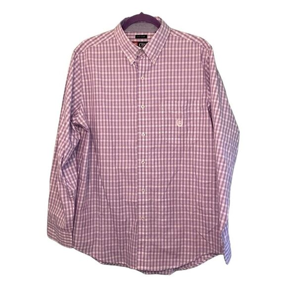 Chaps Long Meadow Classic Fit Button Down Shirt Lavender White Gingham Check M - Picture 1 of 6